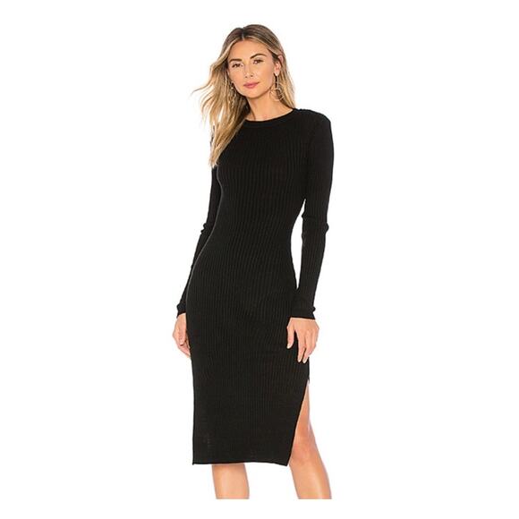 Lovers + Friends Around the Fire Ribbed Midi Sweater Dress Size XS Black Knit - Picture 2 of 14